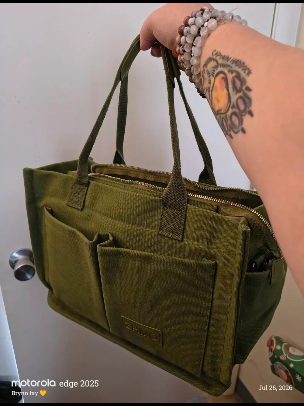 Amazon Olive Green Canvas Laptop Tote Bag for Men